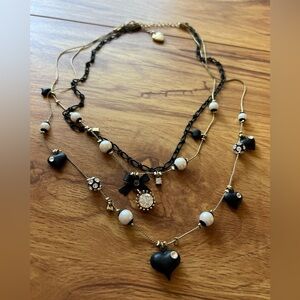 Betsey Johnson Bow Charm Layered Necklace